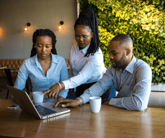 Professionals collaborating on budget planning